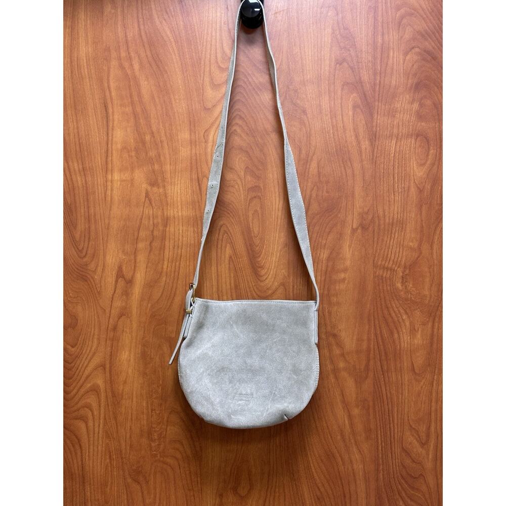 Margot NY Suede Leather Kaye Crossbody Small Bucket Minimalist Everyday Neutral